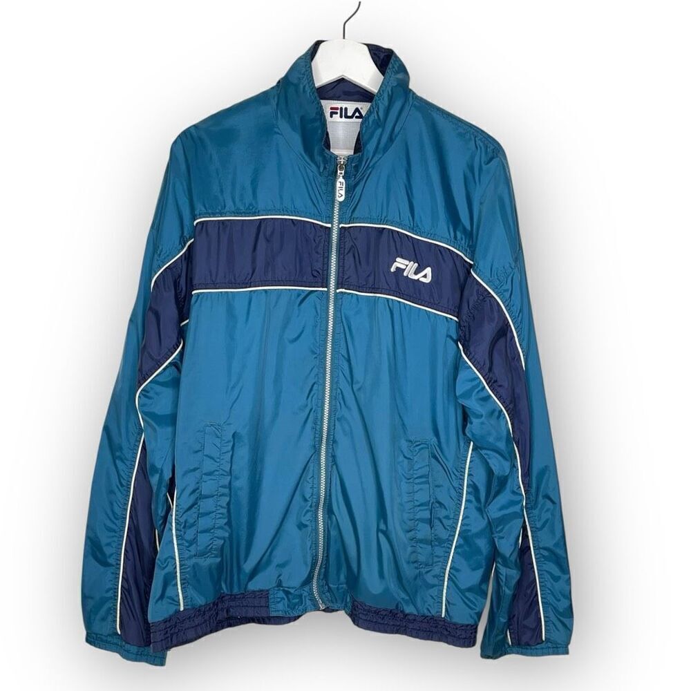 Vintage Fila Jacket Windbreaker Track Full Zip Teal Blue Green Men’s Size Large